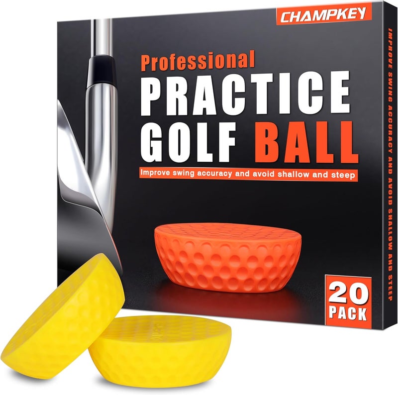 Champkey Precision Practice Golf Balls 20 Pack - Soft Rubber Golf Training Balls - Avoid Swing Shallow and Steep Golf Practice Balls - Image 1